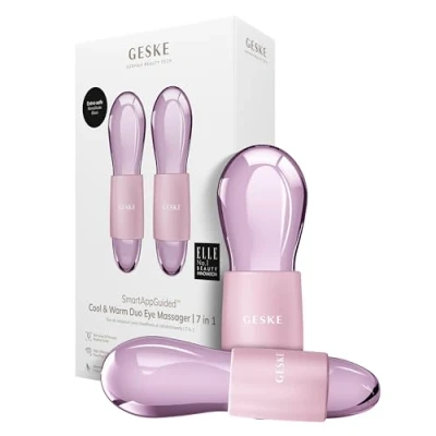 Imagen de GESKE SmartAppGuided™ Cool &amp; Warm Duo Eye Massager 7 in 1 Masajeador dual que ahorra tiempo Para ojos y rostro Enfriamiento calentamiento sin batería Reafirma, relaja desinflama la piel
