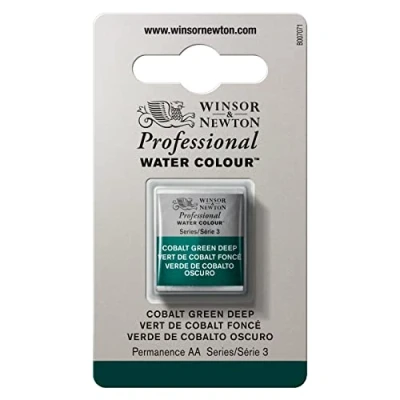 Imagen de Winsor &amp; Newton Acuarela Profesional Pintura de Acuarela, Alta Luminosidad, Resistente a la Luz, Calidad Archivo, 1/2 Godet, Color Verde Cobalto Oscuro ROW