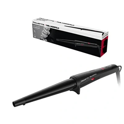 Imagen de Rizador Rowenta x Karl Lagerfeld CF324L, Keratin &amp; Glow, Hasta 200 ºC, Cable giratorio 360 º, Calentamiento 45 s, Negro y rojo