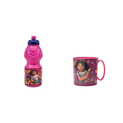 Imagen de ALMACENESADAN 4850, Pack vuelta al cole Encanto; compuesto por taza microondas 350ml y botella de agua 400 ml, producto reutilizable, sin BPA