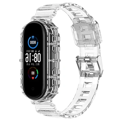 Imagen de ACTECH Correa Compatible con Xiaomi Mi Band 5 Pulsera, 6 Transparente Ajustable de Silicona Reemplazar Banda Pulsera (Transparente)