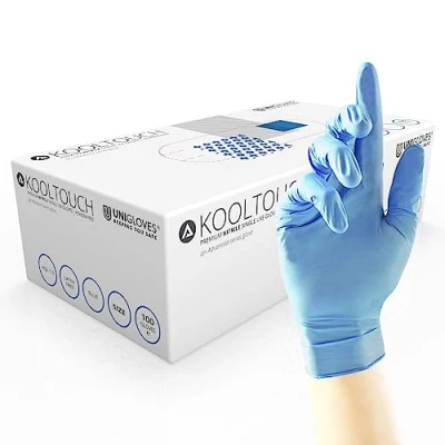 Imagen de Unigloves GM0045 Guantes de nitrilo sin polvo (talla XL, 100 unidades), color azul