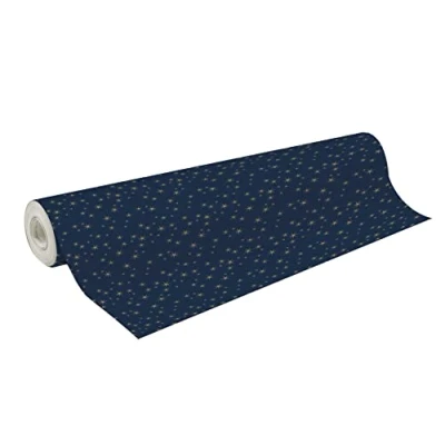 Imagen de Clairefontaine 211928C Una bobina de Papel regalo alianza 60 g Formato: 50 x 0,70 m Diseño: estrellas dorado, fondo azul marino Embalaje regalo, para embalajes profesionales