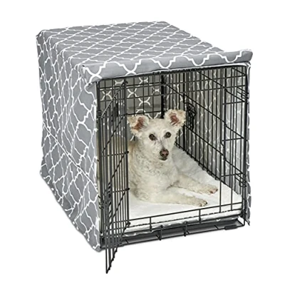 Imagen de New World modelo BCVR 30GYT Funda para jaula de perro con protección textil teflón, jaulas y MidWest 76,2 cm, diseño en color gris claro