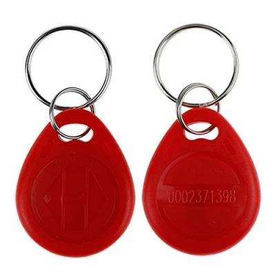 Imagen de LIBO Tarjeta Clave Inteligente ID 125KHz de Control Acceso RFID Proximidad EM4100 TK4100 Keyfobs Llaveros NFC Token (100, Rojo)