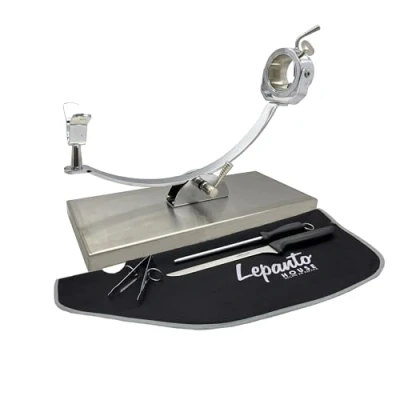Imagen de FERRETERIA LEPANTO jamonero Profesional Giratorio y basculante, Soporte con Base de Acero Inoxidable Modelo Serrano (Set Niza Negro)