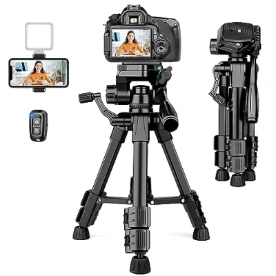 Imagen de JOILCAN Mini Trípode para Cámara Portátil 63.5cm, Compacto de Aluminio Movil con Control Remoto &amp; Soporte Teléfono，Tripode Viaje Cabeza Bola DSLR/Videocámara/Proyector