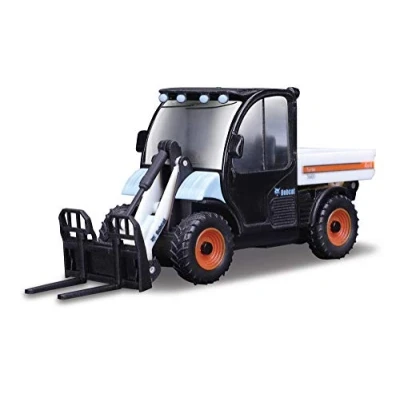 Imagen de Bburago Die Cast Bobcat TOOLCAT with Working Pallet Fork Modelo Fundido a presión, Color Blanco, Medium (May Cheong B18 31806)
