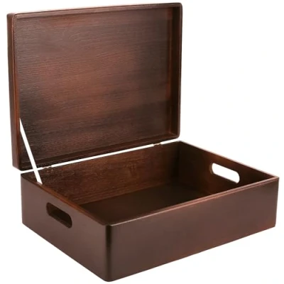 Imagen de Creative DECO XL Marrón Grande Caja Madera Decorativa Almacenaje con Tapa y Asas 40 x 30 14 cm (+/ 1cm) Cofre Decorar Regalo Decoupage Juguetes, Documentos, Objetos, Herramientas Navidad