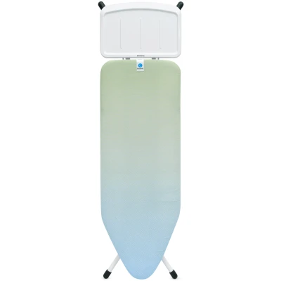 Imagen de Tabla de planchar Brabantia C, 124x45cm Soothing Sea 100% algodón Comercio Justo Planchas generador vapor Gran soporte metálico para unidad Estable, grande Plegable, altura ajustable