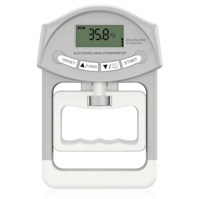 Imagen de Kuptone Dinamómetro Digital de Mano, Ejercitador Manos Ajustable 90 kg / 198 lbs, Dinamometro Mano con 19 Juegos Registros Individuales para Entrenar el Agarre, la Fuerza Los Dedos