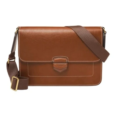 Imagen de Fossil Bolso para hombre Lennox, LiteHide™ Bandolera de piel marrón, L: 35,6 cm, A: 5,1 25,4 MBG9613210