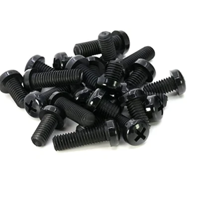 Imagen de CONPHERON Pernos de Nailon, Tornillos Máquina Cabeza Redonda Cruzada Plástico, Negro Nailon,M3x8 mm,100 pcs