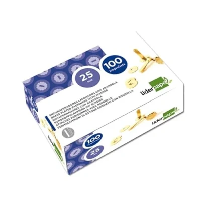 Imagen de Encuadernadores liderpapel latonados con arandela 21 mm caja de 100 unidades