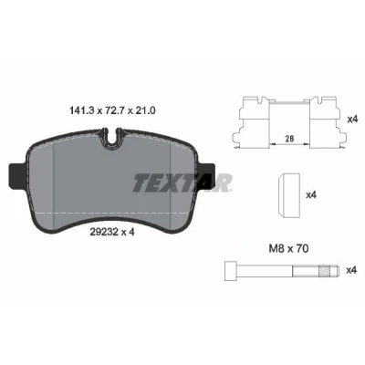 Imagen de TEXTAR 2923201 Juego de pastillas freno preparado para indicador desgaste con tornillos pinza accesorios