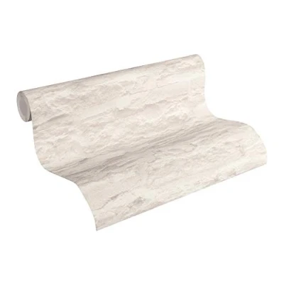 Imagen de A.S. Création Papel pintado Efecto Piedra Elements tejido no 10.05 m x 0.53 Crema Blanco Fabricado en Alemania 959083 95908 3