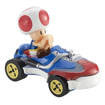 Imagen de Hot Wheels Coche Mario Kart, Modelo Toad de Juguete (Mattel GBG30)