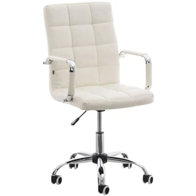 Imagen de CLP Silla De Oficina Deli V2 En Cuero Sintético Ejecutiva Giratoria &amp; Regulable Altura I Escritorio con Ruedas, Color:Crema