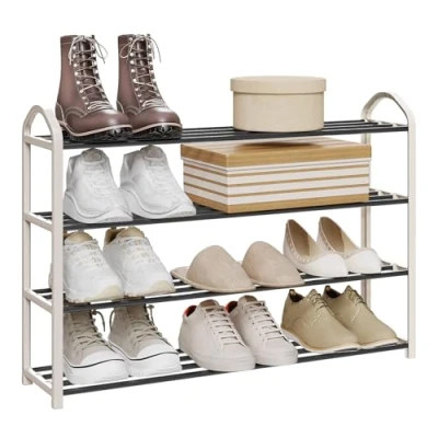 Imagen de WOLTU Estante de Zapatero 4 Capas para 16 Pares Zapatos Estantes Soporte 79x19.5x62cm Crema