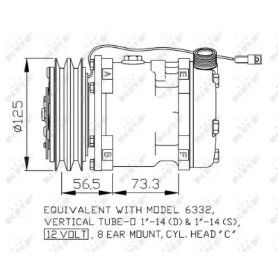 Imagen de NRF 32802 compresor de Aire Acondicionado SD5H11 12V PAG 100 con aceite