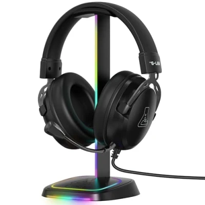 Imagen de The G Lab K Stand Neon RGB HUB Soporte Auriculares con Iluminación Cascos Gaming USB A/USB C y Botón ON/Off Accesorio para PC PS5 Xbox Switch Regalo Gamer Nuevo