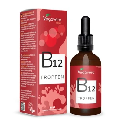 Imagen de Gotas Vitamina B12 Vegavero® VEGANO 60 ml Metilcobalamina &amp; Adenosilcobamalina Sin Aditivos