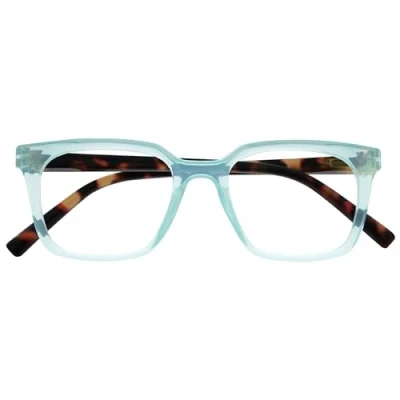 Imagen de OPULIZE KOI Gafas de Lectura Elegante Marco Rectangular Ancho Visión Óptima Turquesa Hombre Mujer Bisagras Muelle R50 Q +1.00