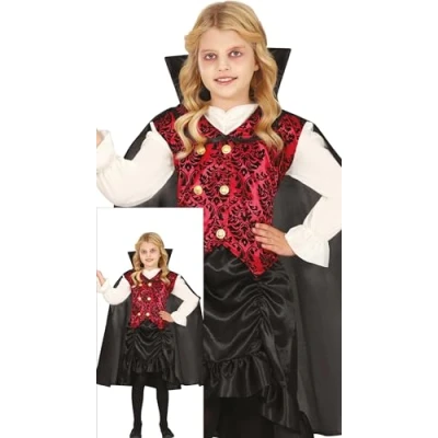 Imagen de FIESTAS GUIRCA Disfraz de Vampiresa con Clase para Niña Borgoña que Incluye Capa, Camisa, Chaleco y Falda Disfraces Halloween niñas 7 a 9 años