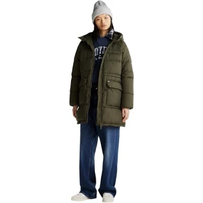 Imagen de Tommy Jeans Abrigo de Plumas Mujer Midi Puffer con Capucha, Verde (Fatigue Green), XXS