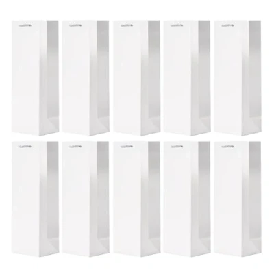 Imagen de 10 bolsas para botellas, de regalo vino, prosecco y champán 36 x 12 cm Efecto cuero Blanco