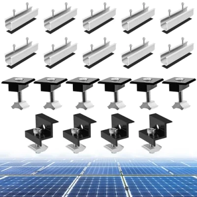 Imagen de Coomoors Kit Soporte Placas Solares, Solares de Aleación Aluminio, Panel Solar Z 30 mm / 35 mm, Soportes con Tuercas y Pernos para RV, Barco,Pared,Techo Plano