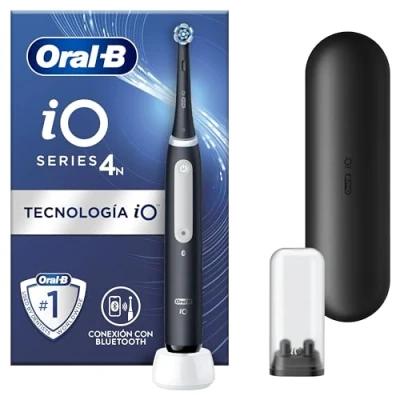 Imagen de Oral B iO 4N Cepillo de Dientes Eléctrico con Mango Recargable, 1 Cabezal y Estuche Viaje, Diseñado por Braun Negro