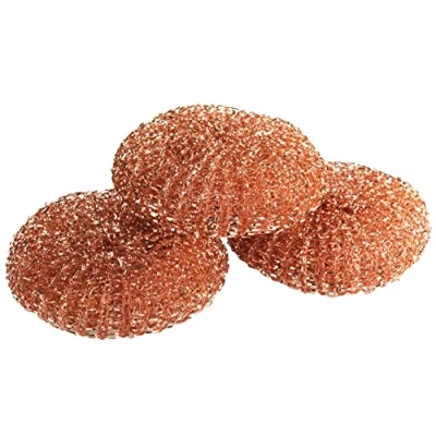 Imagen de Maximex Juego de 3 esponjas limpiadoras Cobre, Esponja limpiadora con Efecto Antibacteriano, Elimina sin rayar los residuos quemados, Cada una Ø 9 x 2,2 cm
