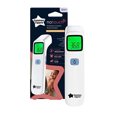 Imagen de Tommee Tippee NoTouch Termómetro digital infrarrojo para la frente, esencial recién nacido, lecturas instantáneas de 1 segundo en ˚C o ˚F, 0 m +