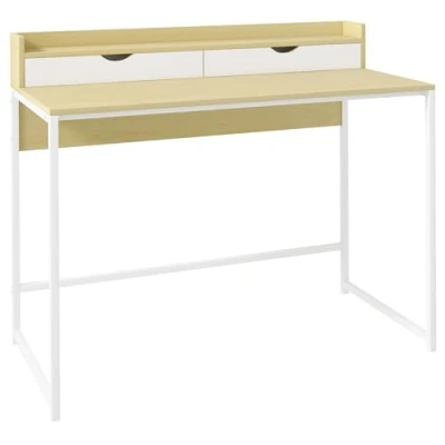 Imagen de HOMCOM Mesa Escritorio Moderna de Ordenador con Estante Almacenamiento y 2 Cajones Extraíbles para Oficina Estudio 106x50x89 cm Blanco