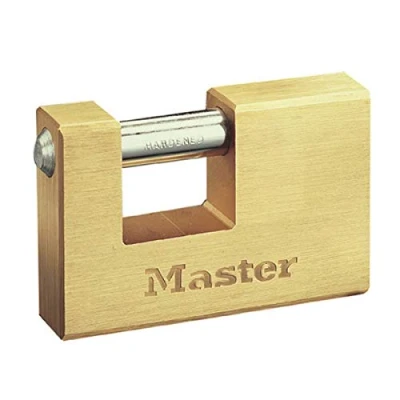 Imagen de Master Lock 607EURD Candado Rectangular con Cuerpo de Latón Macizo a Llaves, Oro, 7,5 x 7,6 1,5 cm