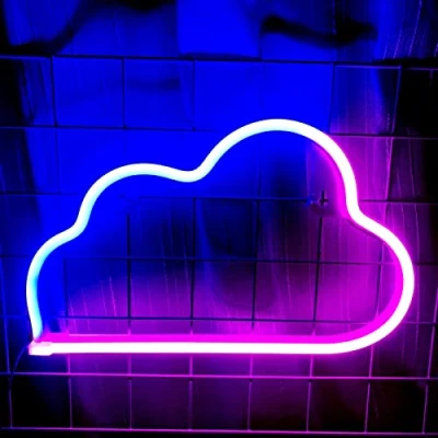 Imagen de NIWWIN Signo neón Nubes,luz de letrero neón, luces pared decorativas, ambiente dormitorio, decoración guardería, Navidad, regalo cumpleaños.3AA Batería o USB.