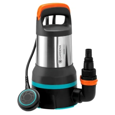 Imagen de Gardena bomba sumergible agua limpia/residual 15000: combinada de drenaje, caudal 15000 l/h, aspiración plana hasta 1 mm y tamaño grano 550 W (09048 20)