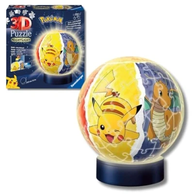 Imagen de Ravensburger 3D Puzzle Nightlamp Pokemon, Ball con Luces, 74 Piezas, 6+ Años