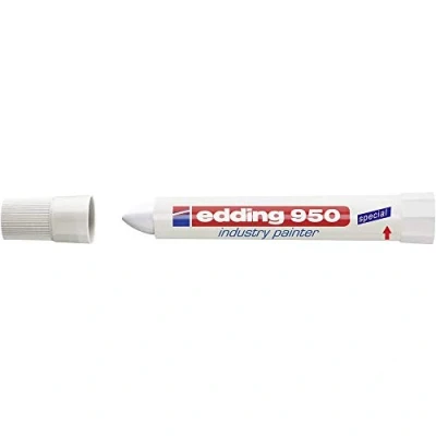 Imagen de edding 950 marcador industrial blanco 10 bolígrafos punta redonda de mm para escribir sobre metal, piedras, madera superficies rugosas o húmedas permanente, impermeable