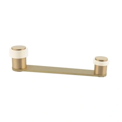 Imagen de Tope de Puerta con Retenedor Giratorio Para Hasta 100 mm Grosor Laton Incluye Tornillo + Taco Ref I 253 EVI Herrajes (Laton Mate Goma Blanca)