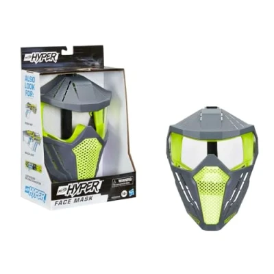 Imagen de NERF Hyper Face Mask Breathable Design, Adjustable Head Strap, Green Team Color Gear Up Battles for Teens, Adults