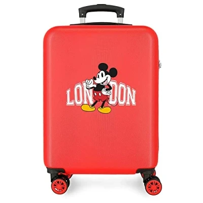 Imagen de Disney Mickey &amp; Minnie trip to London maleta de cabina Rojo 38x55x20 cms Rígida ABS Cierre combinación lateral 35L 2 kgs 4 Ruedas dobles equipaje mano