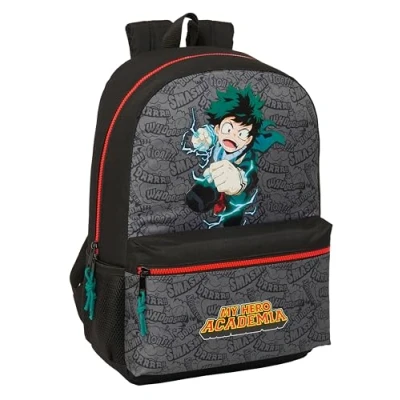 Imagen de MY HERO ACADEMIA Mochila Escolar Infantil, Ideal para Niños de Diferentes Edades, Cómoda y Versátil, Calidad Resistencia, 30x14x46 cm, Color Negro