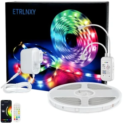 Imagen de Alexa Tira LED 15 Metros, WiFi Luces Habitación 15M, Funciona con Google Assistant, Sincronización de Música, Tiras RGB Modo escena personalizado para Cocina, Fiesta, Bricolaje, Hogar
