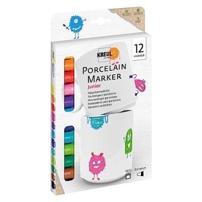 Imagen de KREUL 16351 Set Rotuladores de Porcelana Mediano Junior Colorea tu Taza, Multicolor, Kit