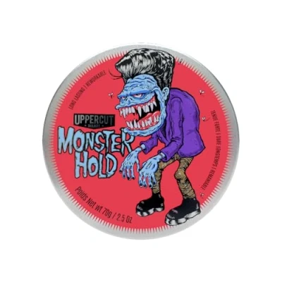 Imagen de Uppercut Deluxe Monster Hold Pomade, producto para el cabello masculino a base de cera fijación fuerte, reutilizable estilos tradicionales o más atrevidos, diseño Ben Brown 70g