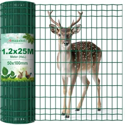 Imagen de Amagabeli Garden Home 1.22M x 25M Square Wire Mesh Fence RAL6005 Green Size 50 100mm PVC Coated Netting Poultry Chicken Hardware Cloth