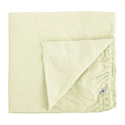 Imagen de Linen &amp; Cotton Sábana Bajera Ajustable Alicia Muy Suave 100% Puro Lino Lavado a la Piedra, 180 x 200cm (Super King), Blanco Crudo