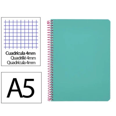 Imagen de Liderpapel Cuaderno espiral a5 witty tapa dura 80h 90gr cuadro 4mm con margen color turquesa